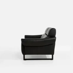 Sofa 2 osobowa skórzana czarna MILANO
