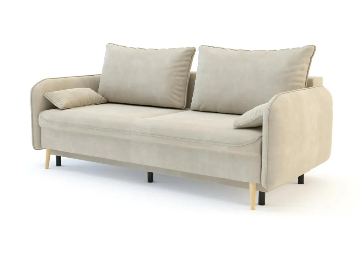 Sofa beżowa VAMOS nóżki buk