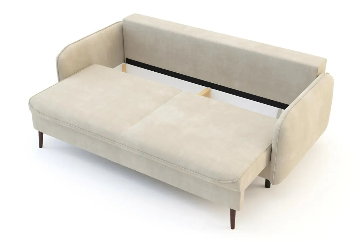 Sofa beżowa VAMOS nóżki orzech