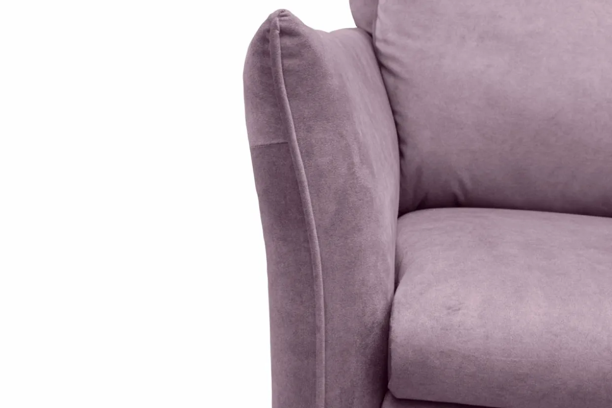 Sofa fioletowa na drewnianych nogach NORD