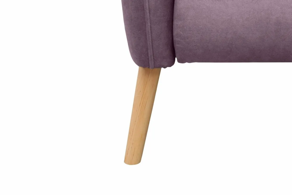 Sofa fioletowa na drewnianych nogach NORD
