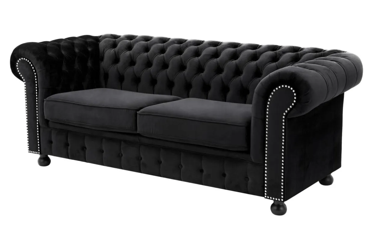 Sofa glamour rozkładana czarna CHESTER