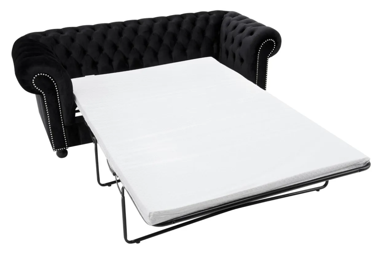 Sofa glamour rozkładana czarna CHESTER