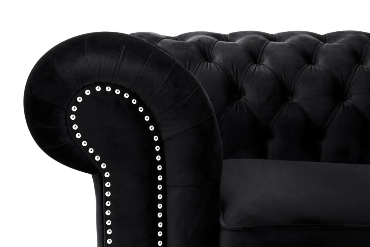 Sofa glamour rozkładana czarna CHESTER