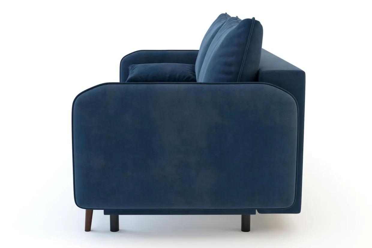Sofa granatowa VAMOS nóżki orzech