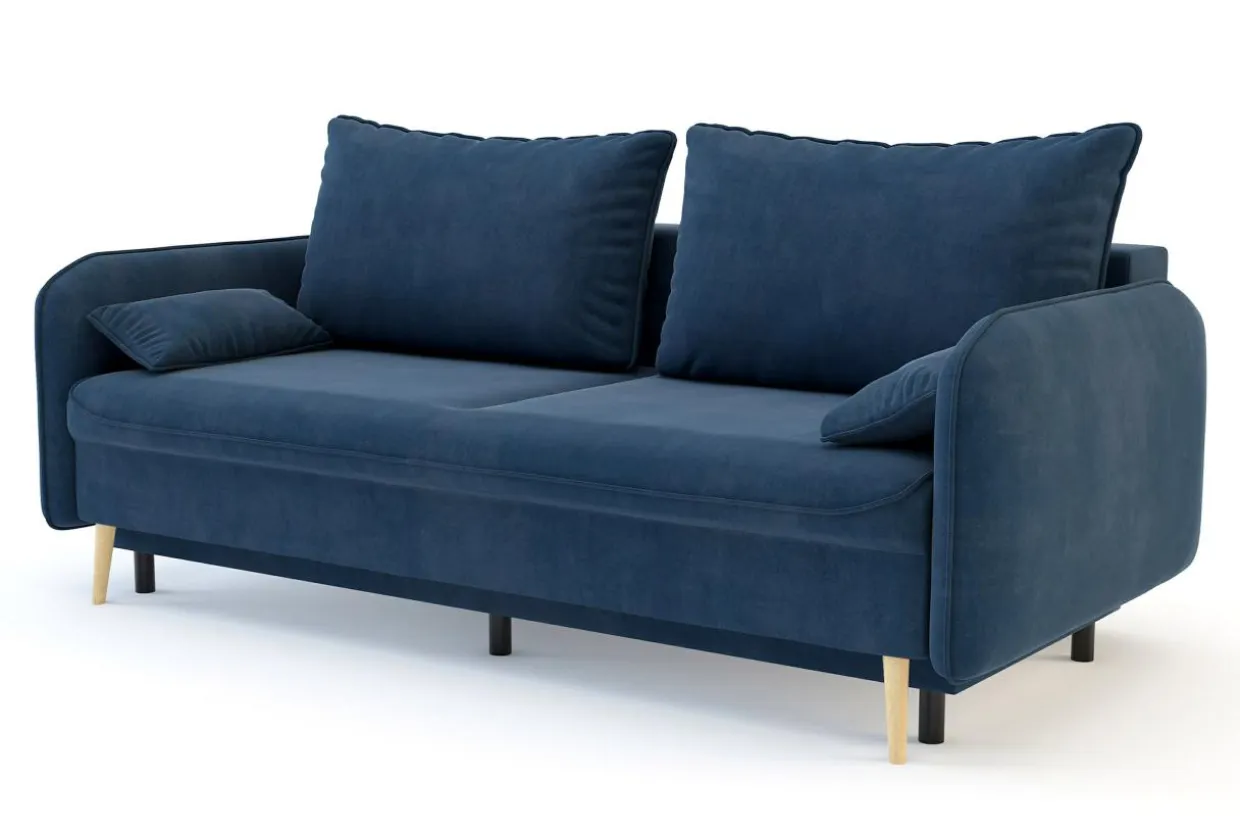 Sofa granatowa VAMOS nóżki buk