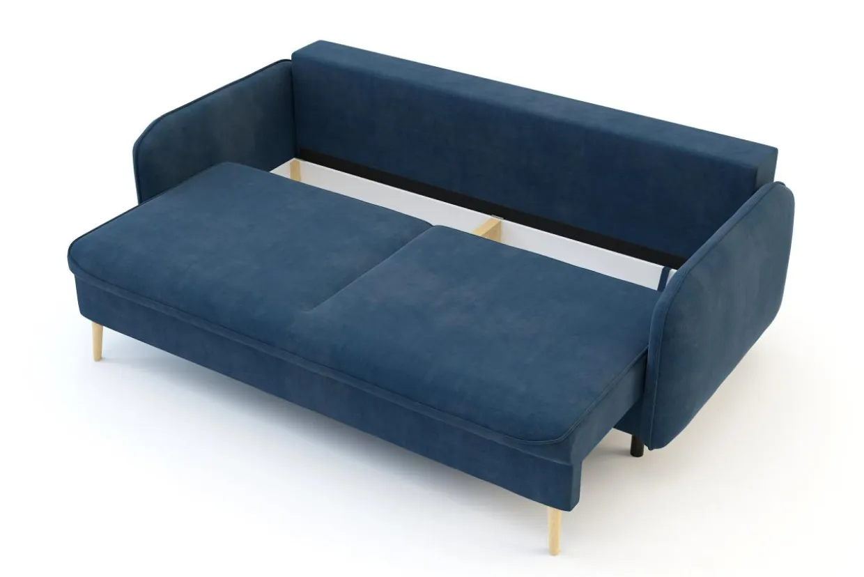 Sofa granatowa VAMOS nóżki buk