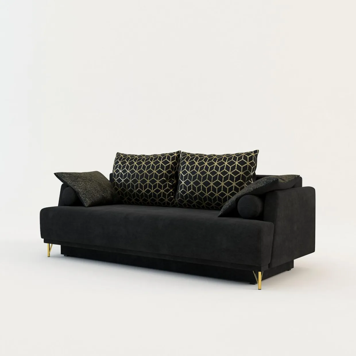 Sofa na złotych nogach rozkładana LAUREN