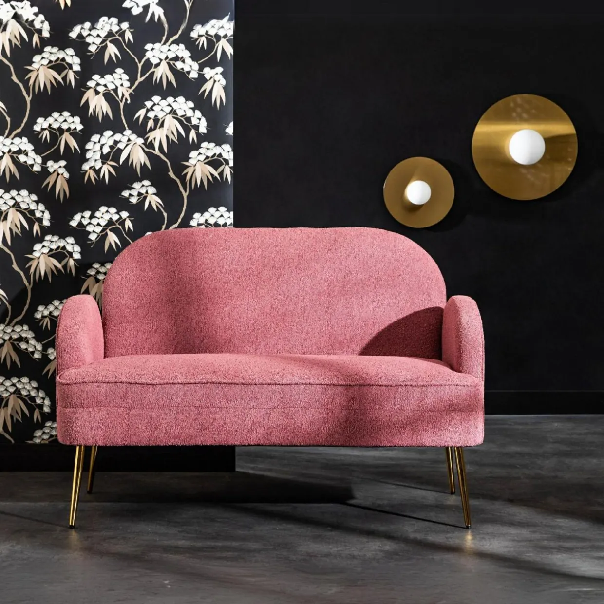 Sofa 2-osobowa ciemnoróżowa MIDNI