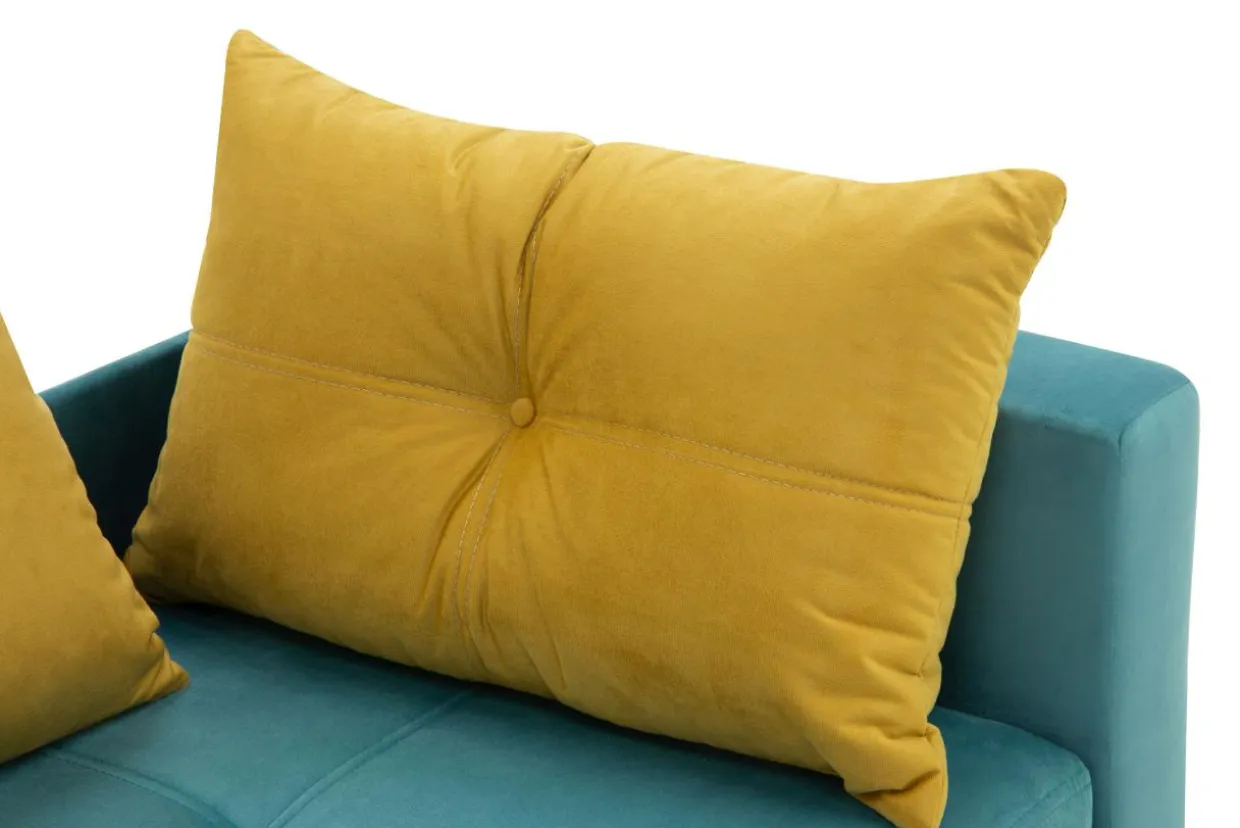 Sofa rozkładana niebiesko-żółta LETTO prawa