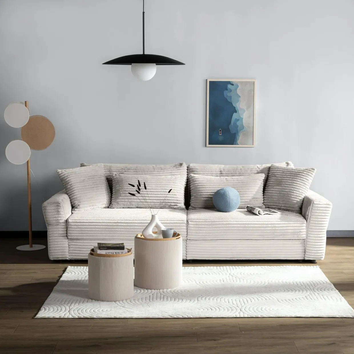 Sofa rozkładana 4-osobowa NOEMI kremowy