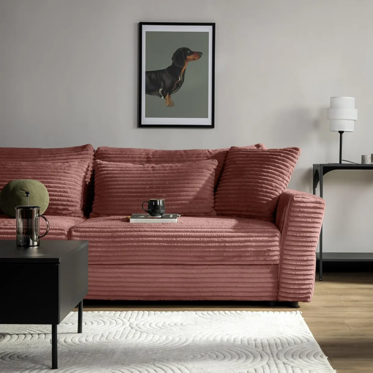 Sofa rozkładana 4-osobowa NOEMI pudrowy róż