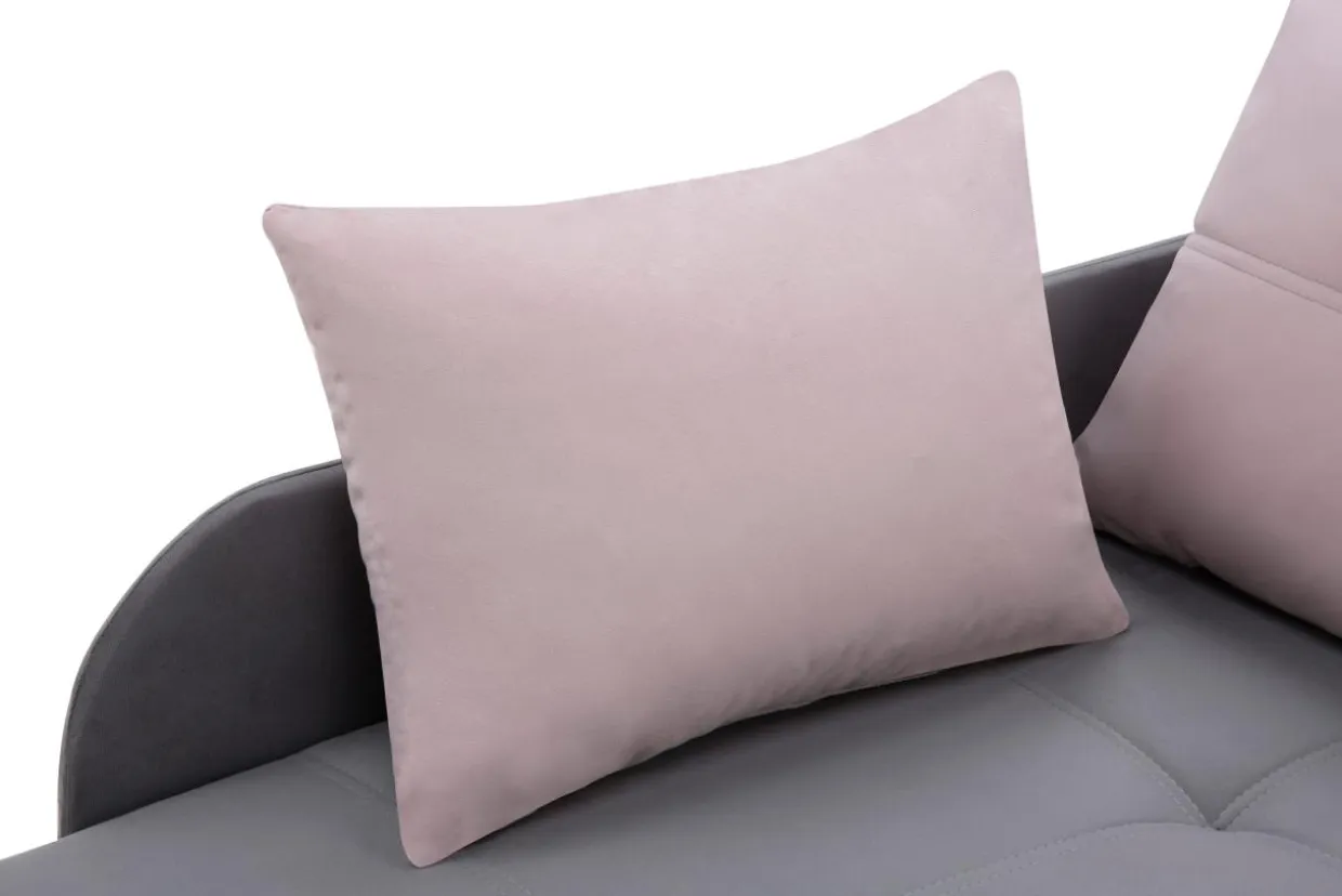 Sofa rozkładana szaro-różowa LETTO prawa