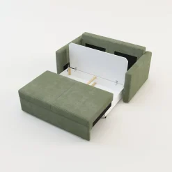 Sofa rozkładana sztruksowa zielona SOFI