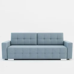 Sofa rozkładana z pikowaniem szaroniebieska LILA