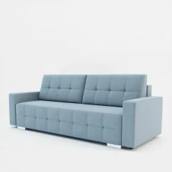 Sofa rozkładana z pikowaniem szaroniebieska LILA