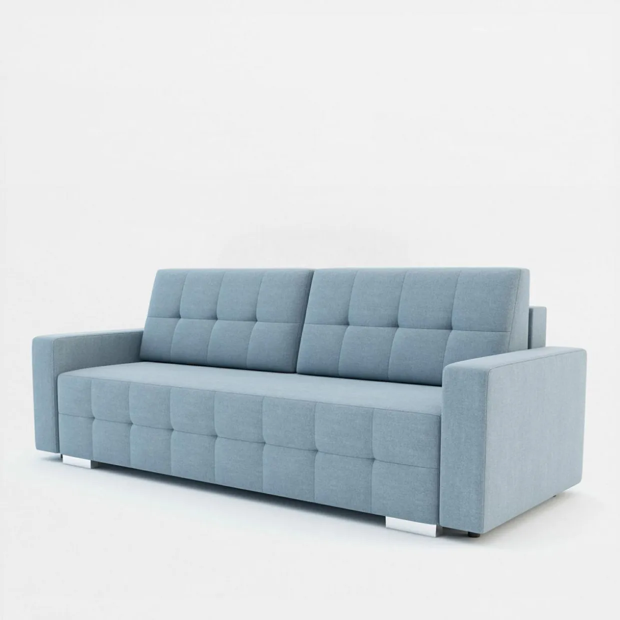 Sofa rozkładana z pikowaniem szaroniebieska LILA
