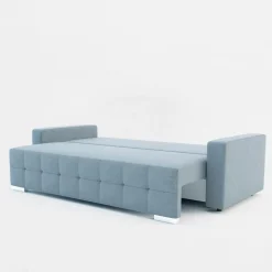 Sofa rozkładana z pikowaniem szaroniebieska LILA