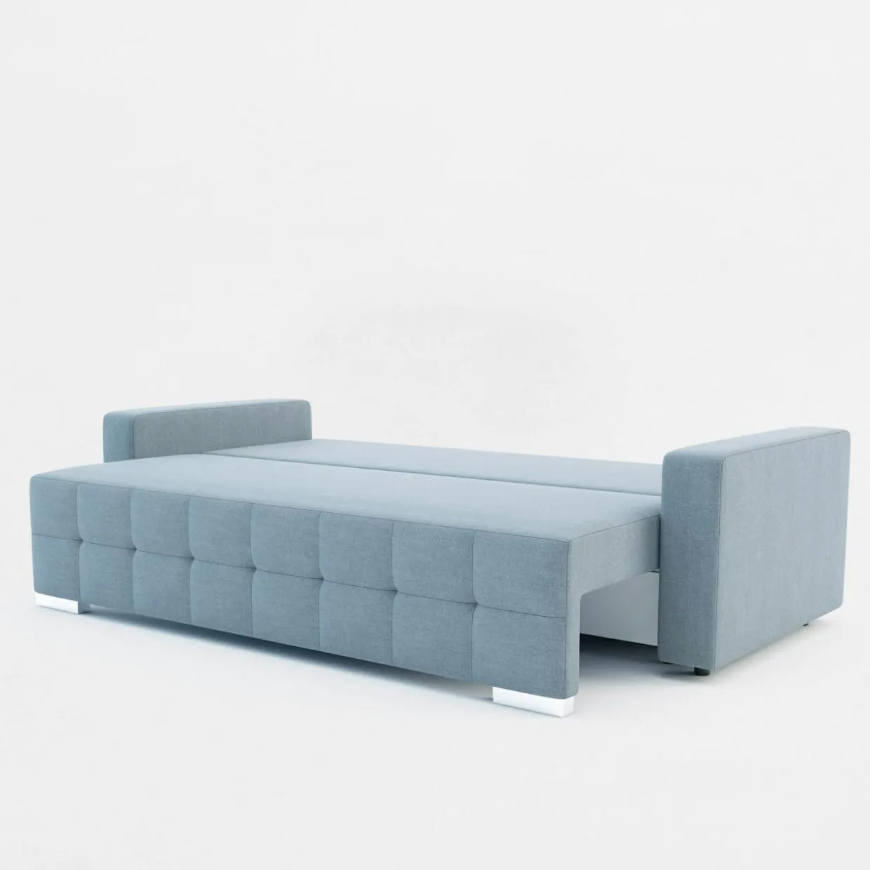 Sofa rozkładana z pikowaniem szaroniebieska LILA