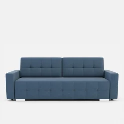 Sofa rozkładana z pikowaniem niebieska LILA
