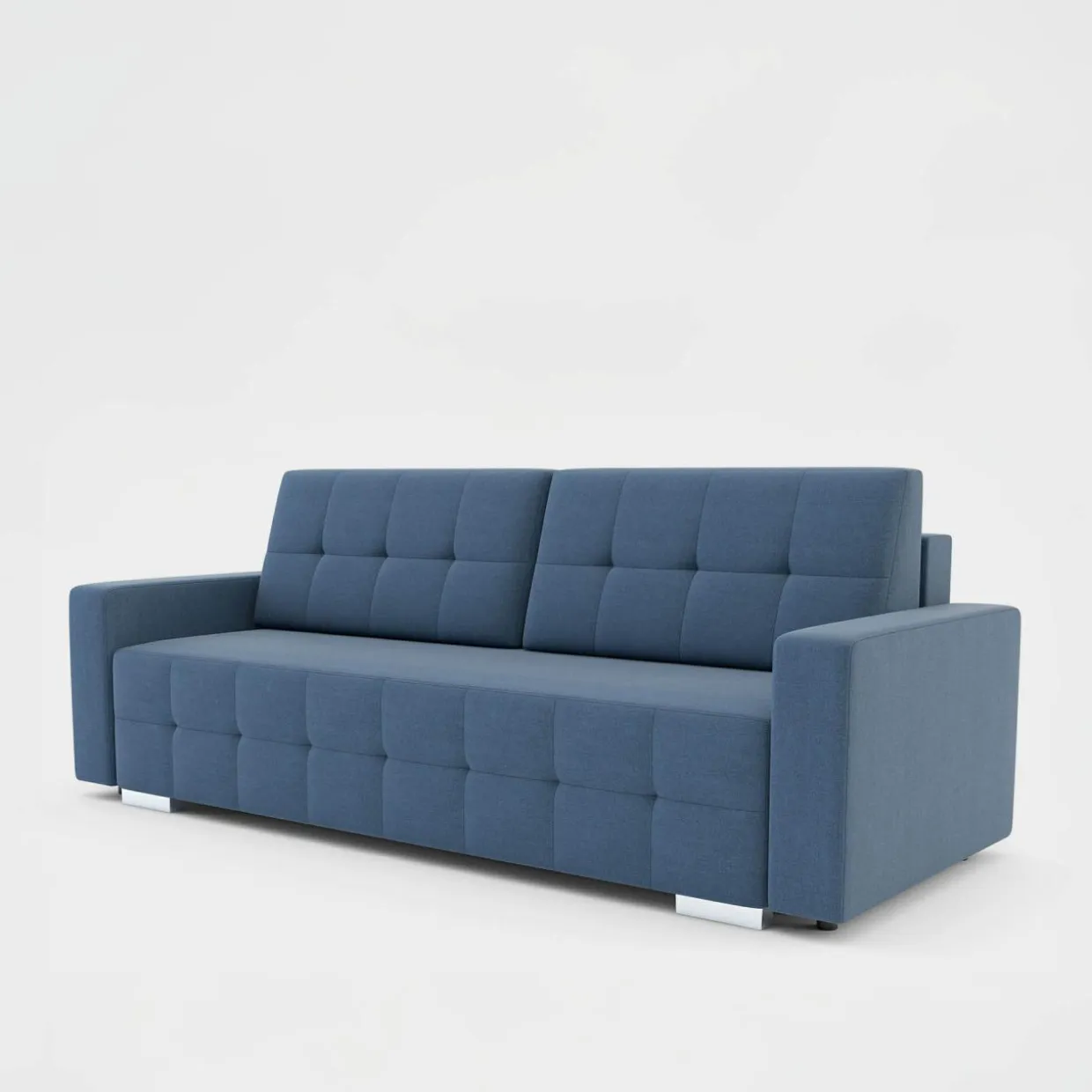 Sofa rozkładana z pikowaniem niebieska LILA