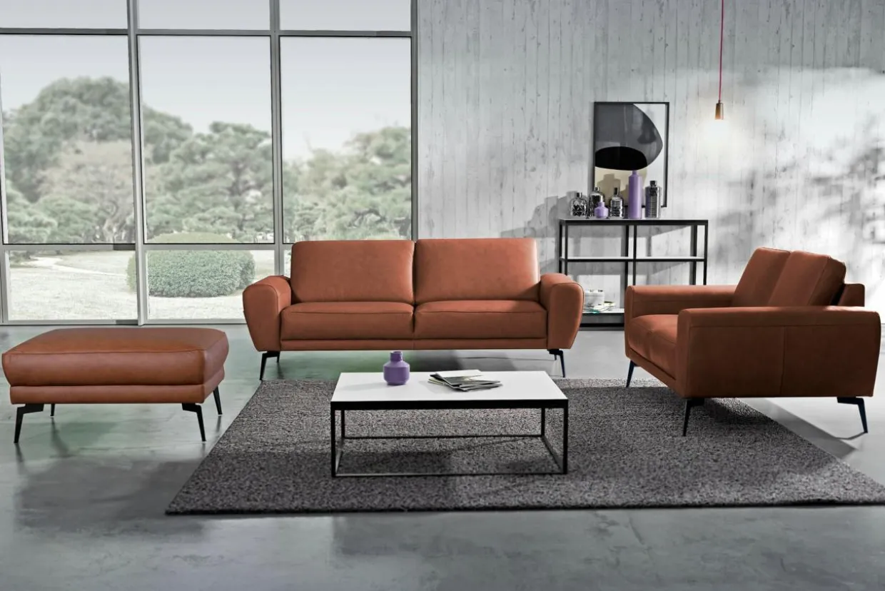 Sofa skórzana brązowa 2 os SPRING