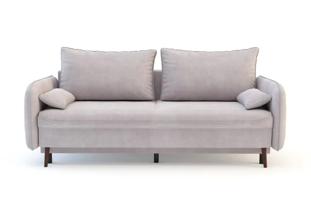 Sofa szaroróżowa VAMOS nóżki orzech