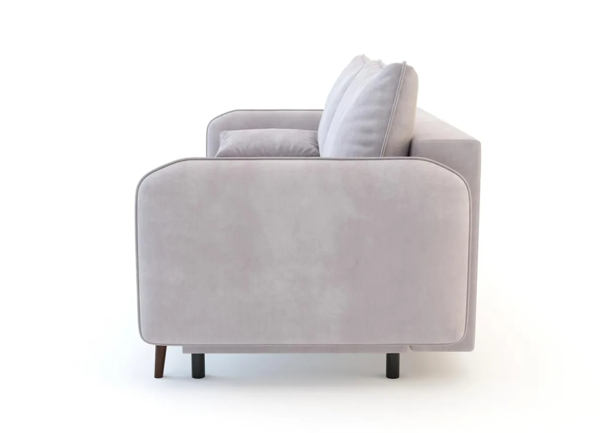 Sofa szaroróżowa VAMOS nóżki orzech