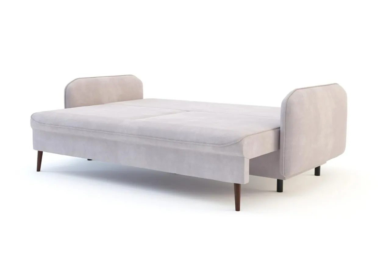 Sofa szaroróżowa VAMOS nóżki orzech