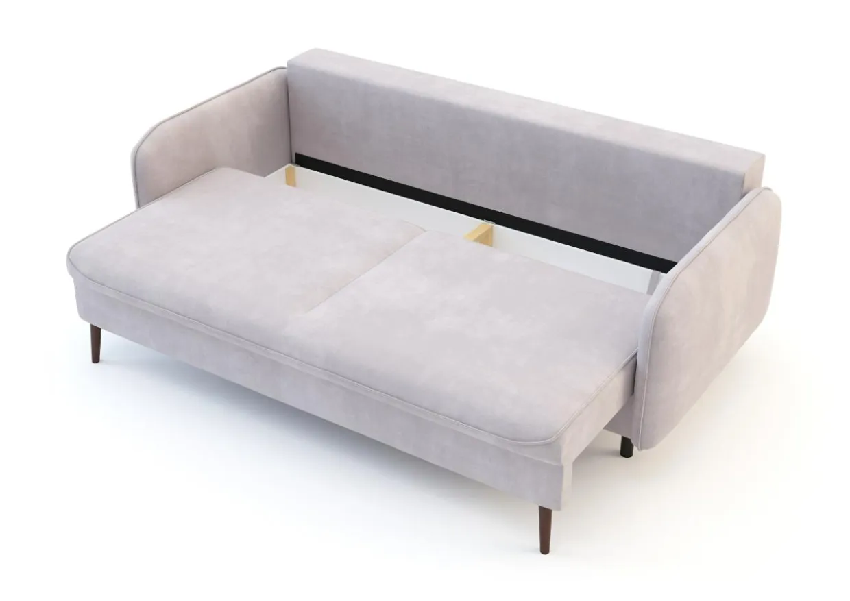 Sofa szaroróżowa VAMOS nóżki orzech