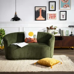 Sofa sztruksowa zielona SNUGLA