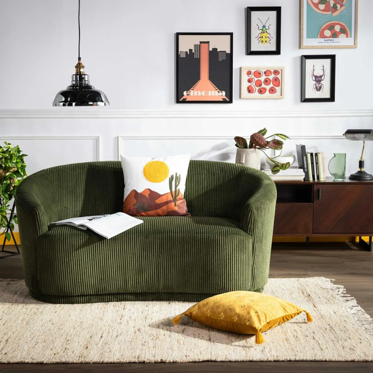 Sofa sztruksowa zielona SNUGLA