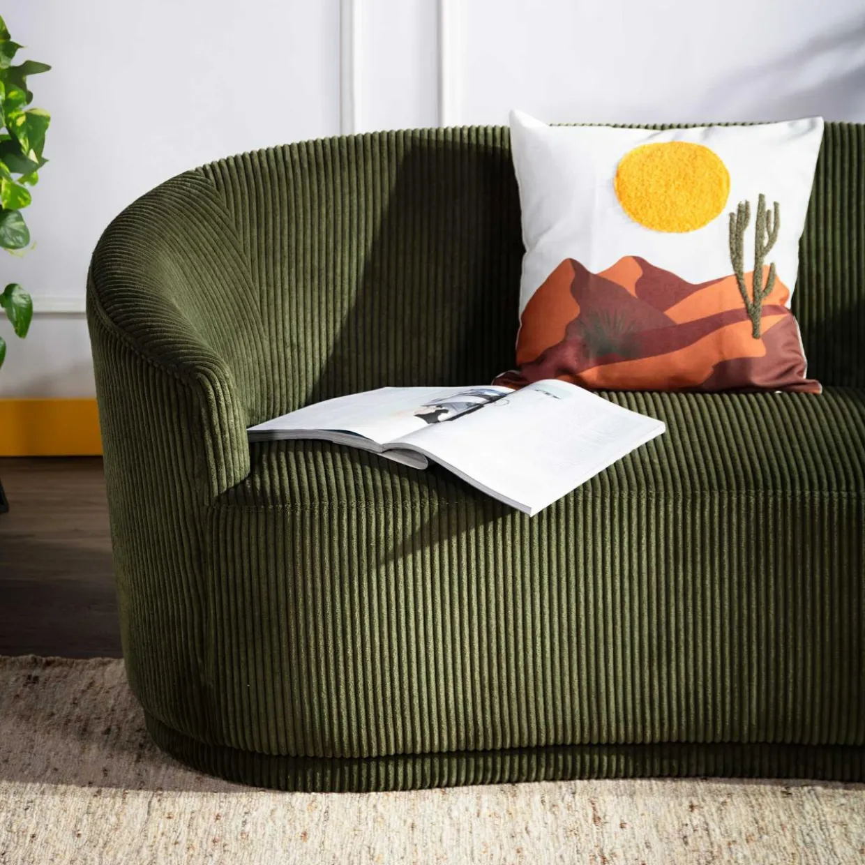 Sofa sztruksowa zielona SNUGLA