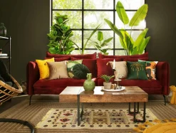 Sofa welurowa bordowa VOCAL