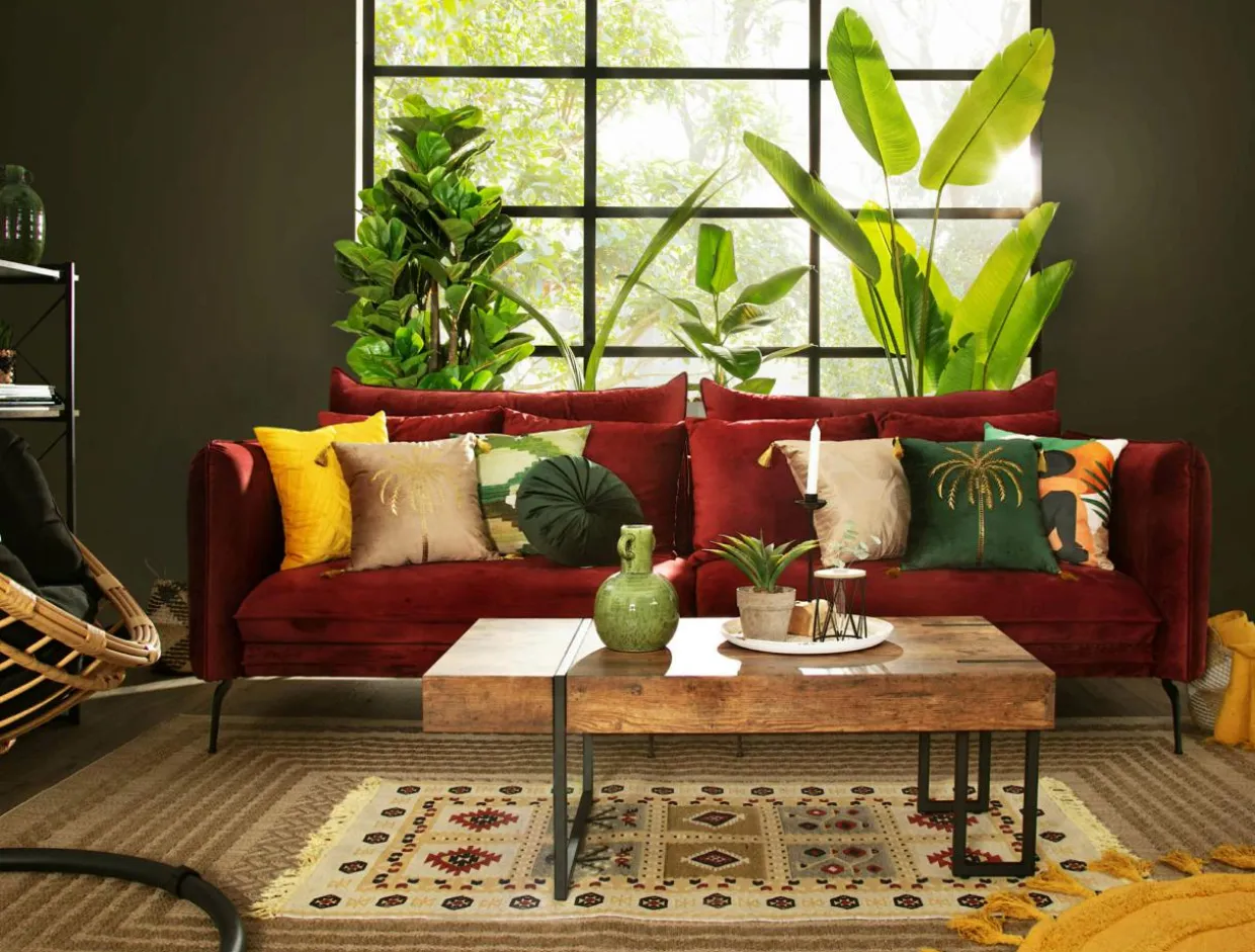 Sofa welurowa bordowa VOCAL