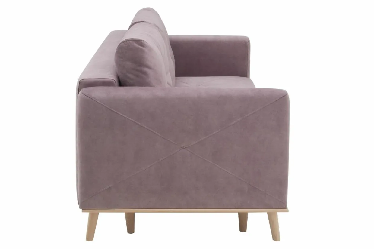 Sofa welurowa na drewnianych nóżkach LAVENDE