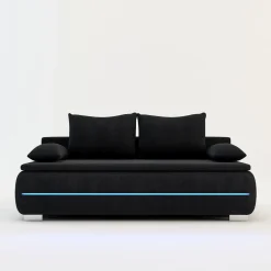 Sofa z listwą led czarna TEKLA