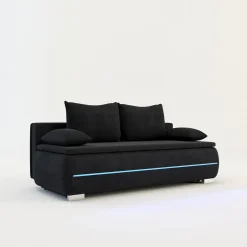 Sofa z listwą led czarna TEKLA