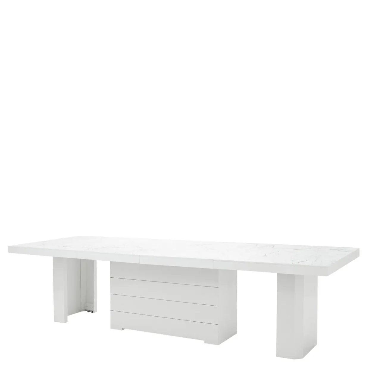 Stół rozkładany KOLOS II biały / nadruk marble marmur połysk