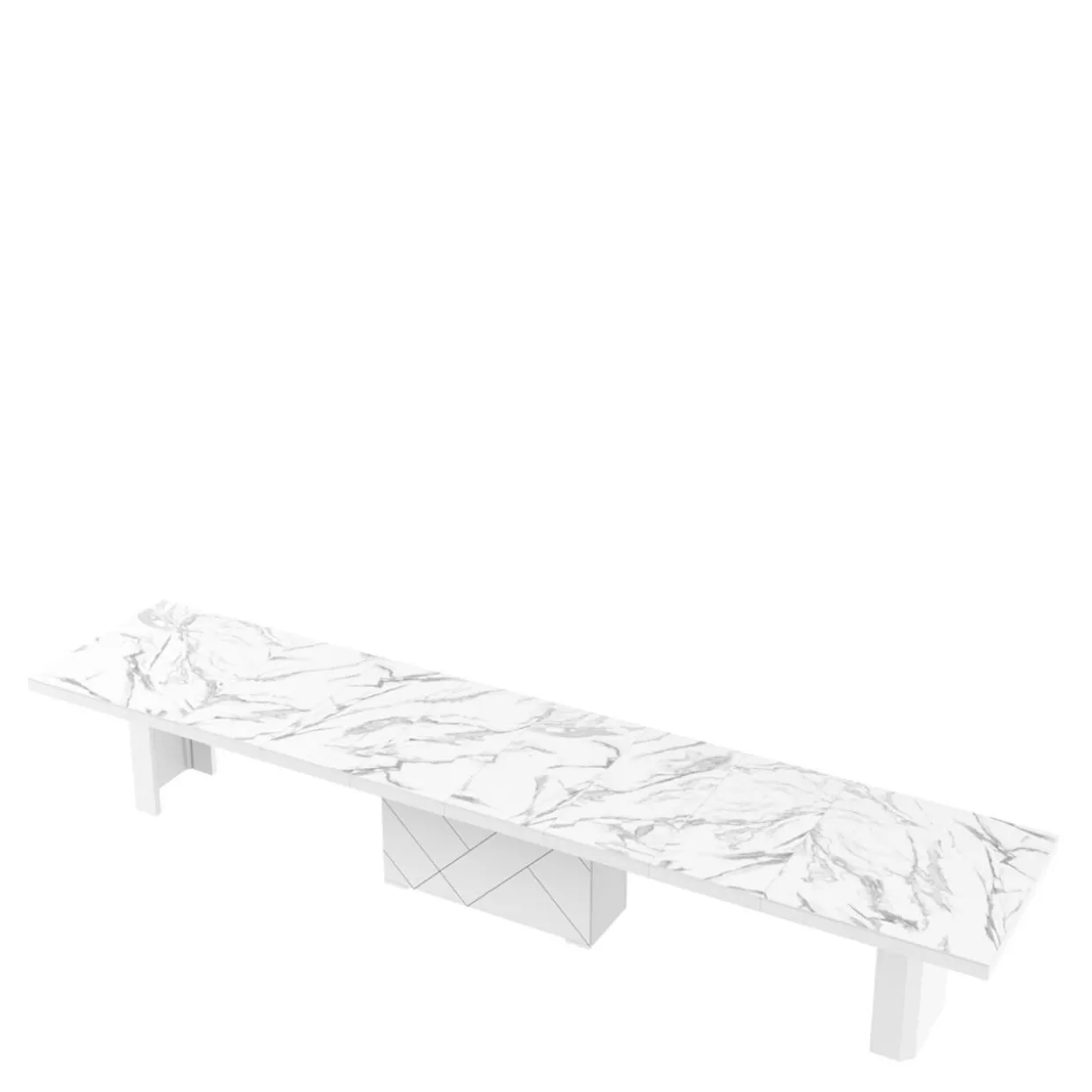 Stół rozkładany KOLOS MAX biały / nadruk marble marmur połysk