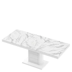 Stół rozkładany LIMENA biały / nadruk marble marmur połysk