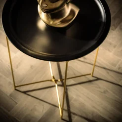 Stolik z tacą czarno-złoty 48 cm