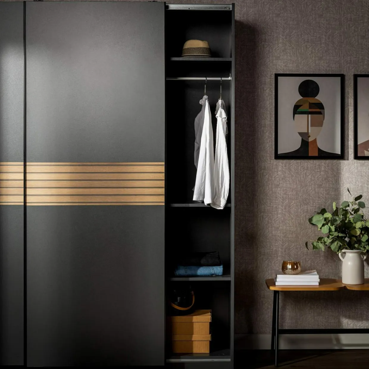 Szafa przesuwna antracyt METROPOLITAN 150 cm