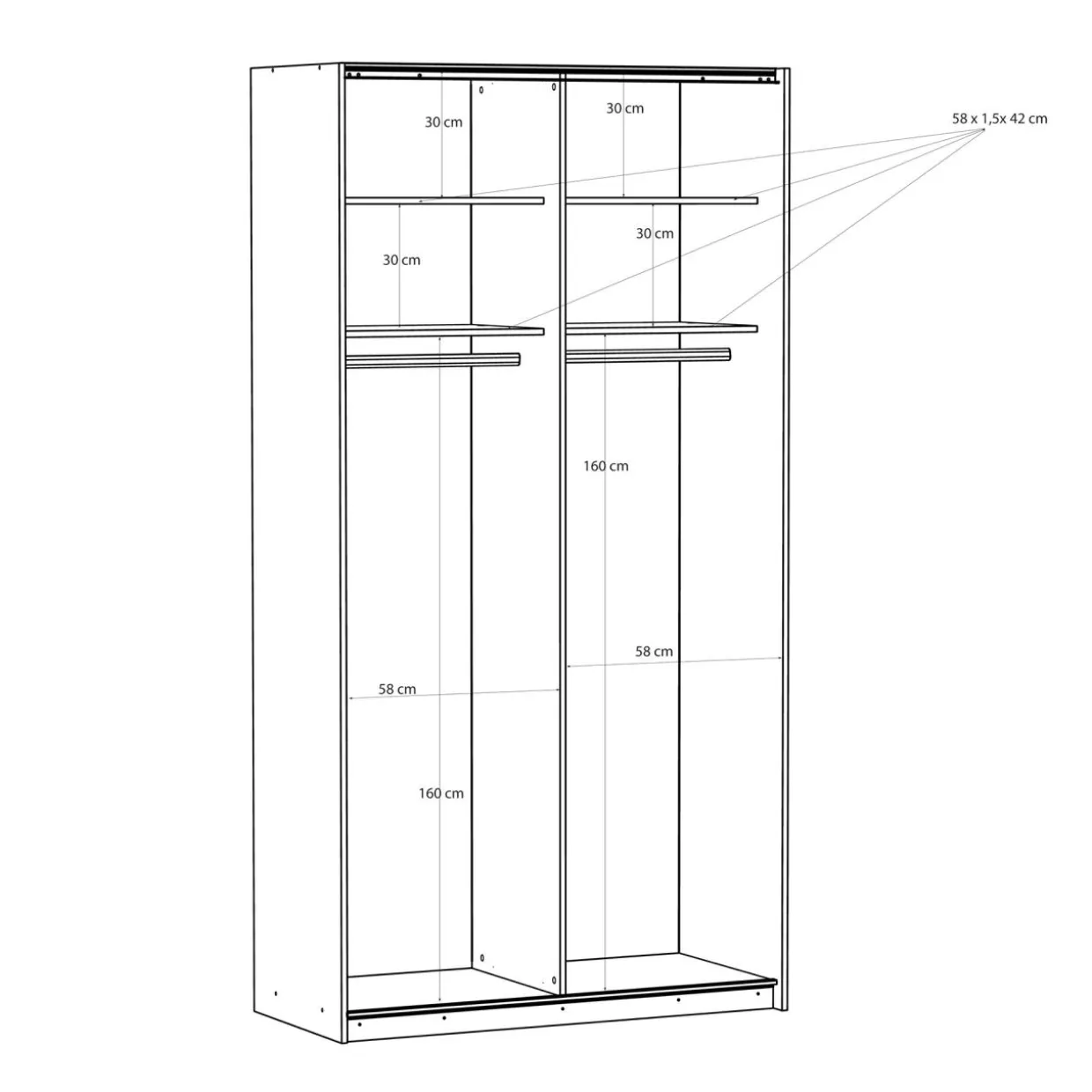 Szafa przesuwna z lustrem FITIO mat 120 cm