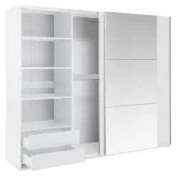 Szafa z lustrem biała BASTIA 250 cm