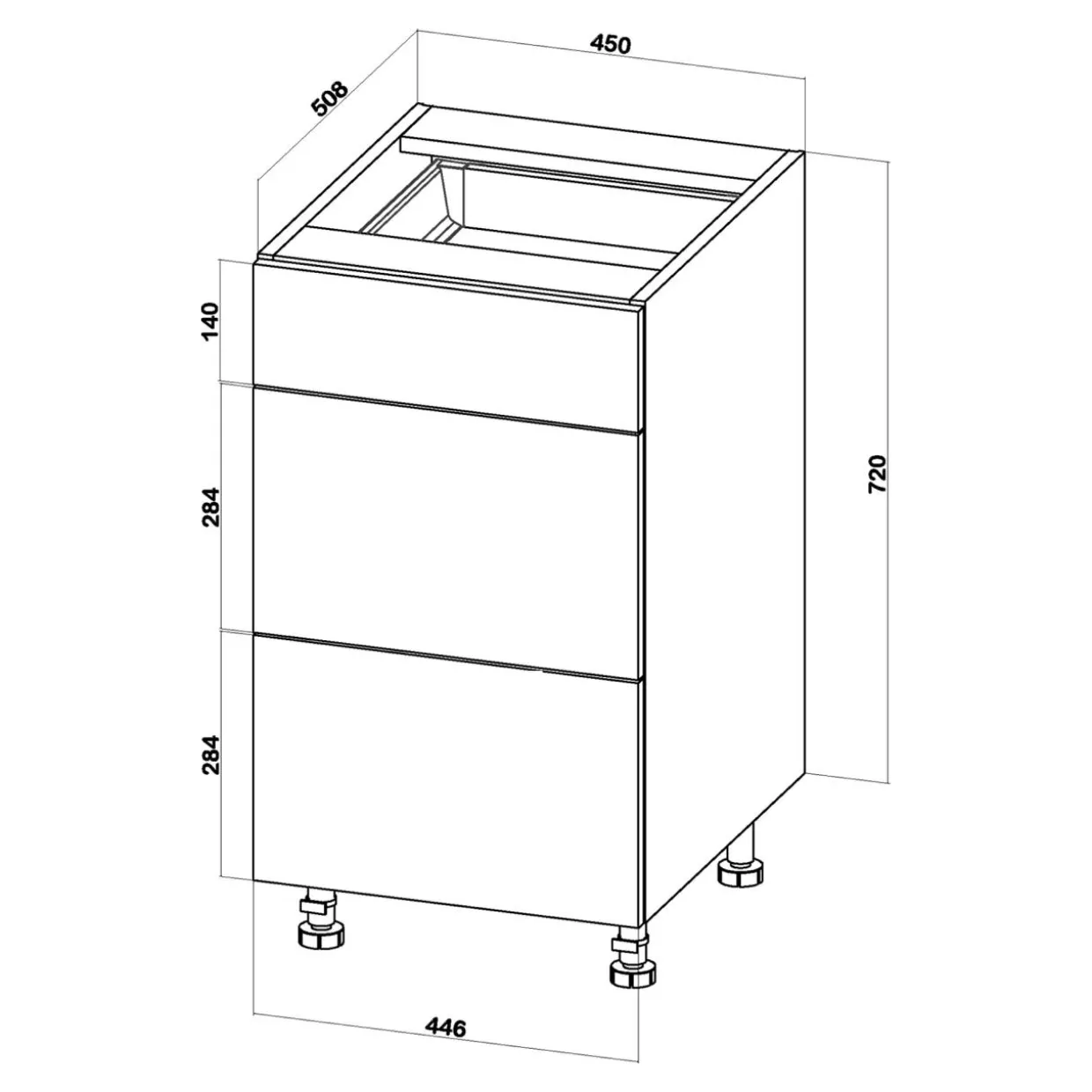 Szafka dolna BASIC PLUS BP/D45S3 biały mat