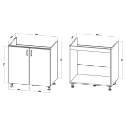 Szafka dolna pod zlewozmywak BASIC PLUS BP/D80Z dąb craft złoty