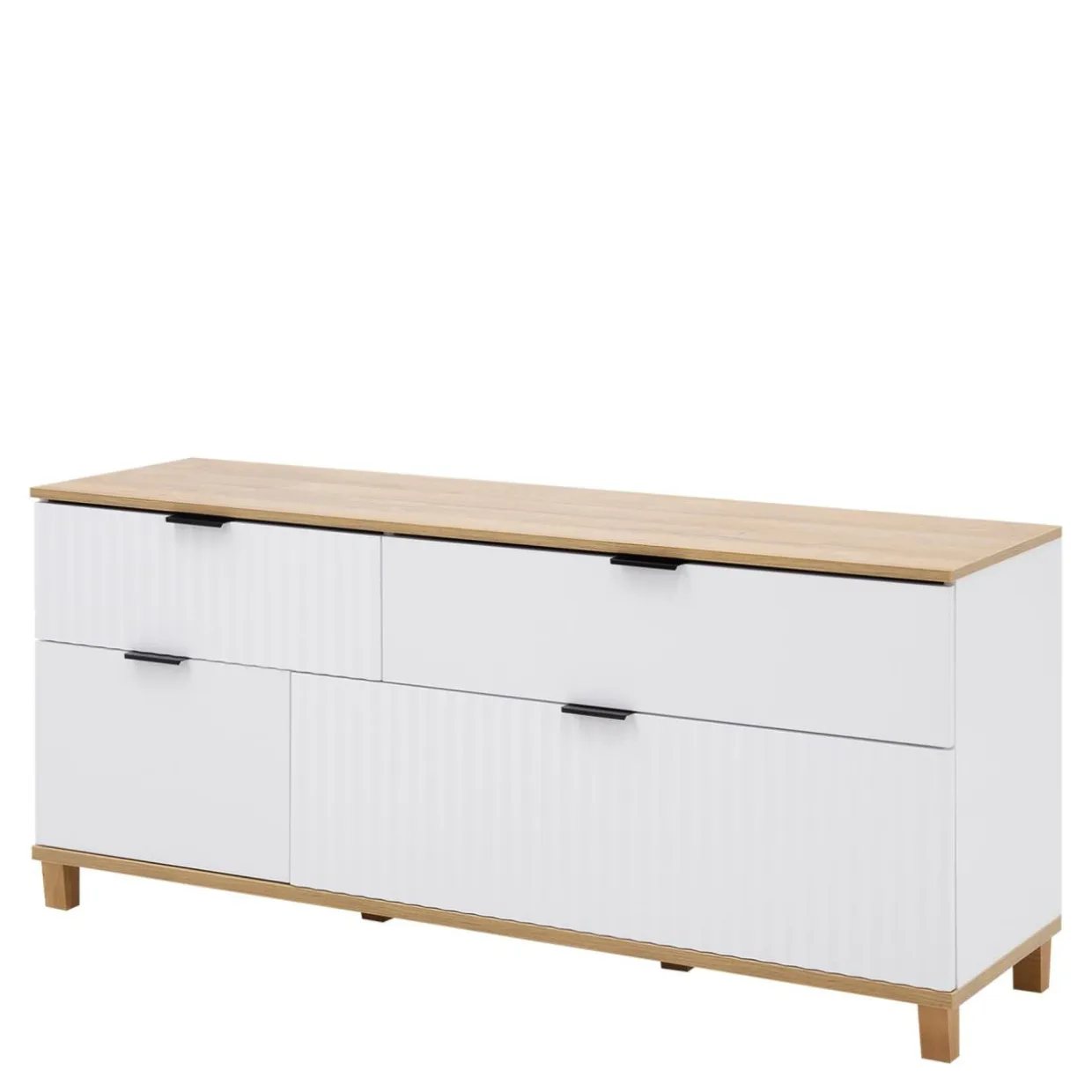 Szafka RTV z ryflowanym frontem PLISSEE 144,8 cm