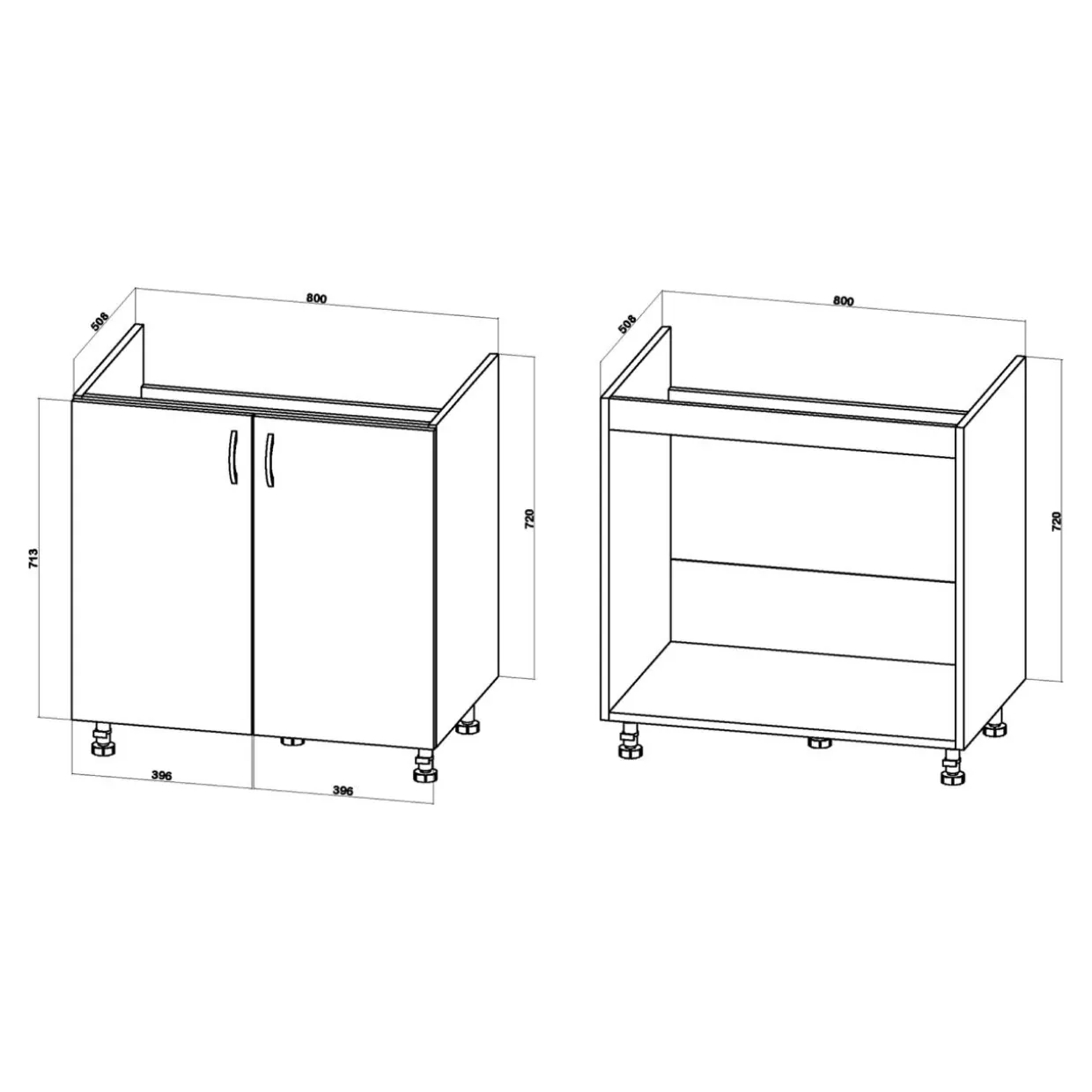 Szafka stojąca pod zlewozmywak BASIC PLUS BP/D80Z smoke green