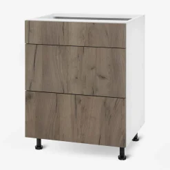 Szafka stojąca z szufladami BASIC PLUS BP/D60S3 dark rockfort hickory